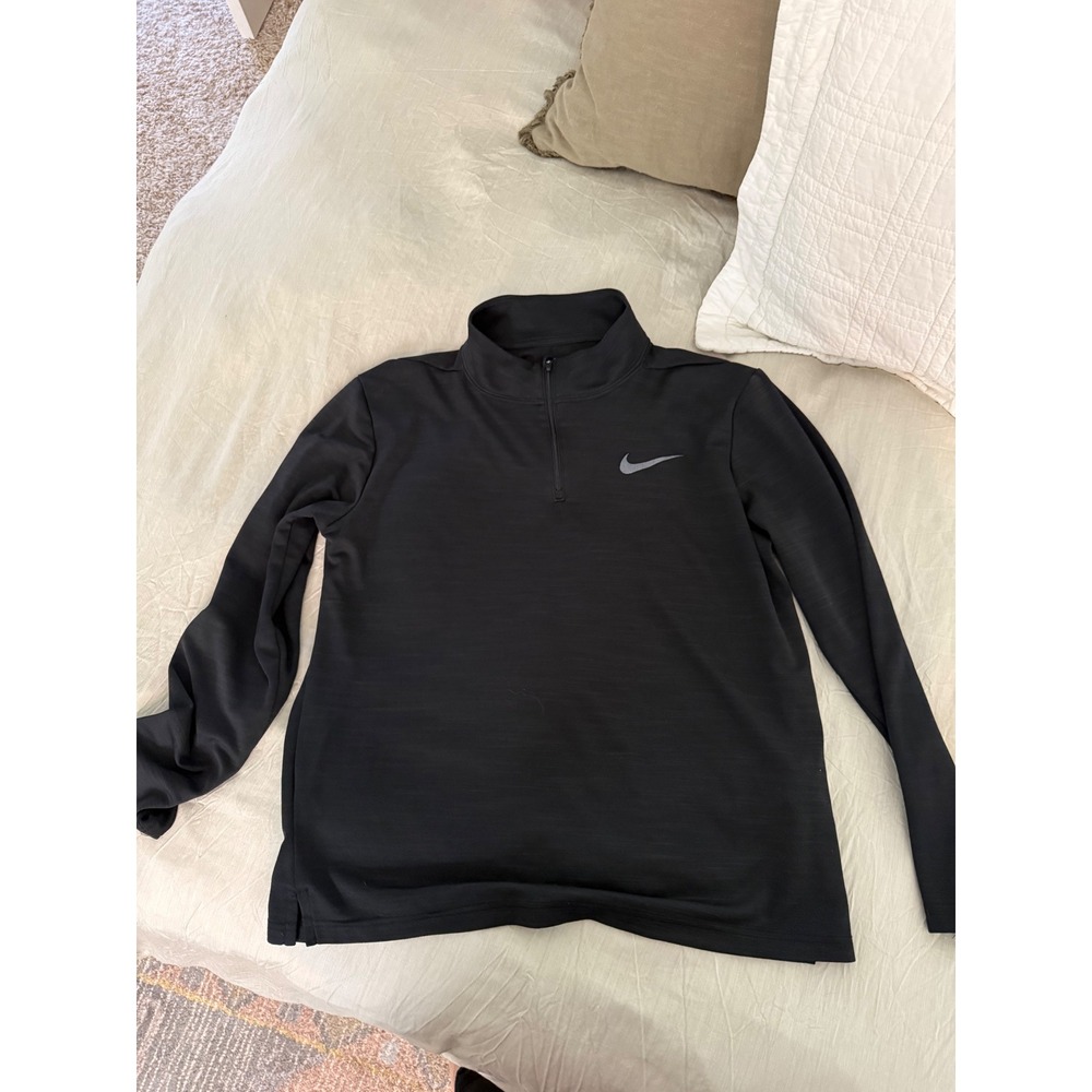 Nike‎ Dri-FIT Half Zip Pullover Long Sleeve Running Shirt Mens Medium Black